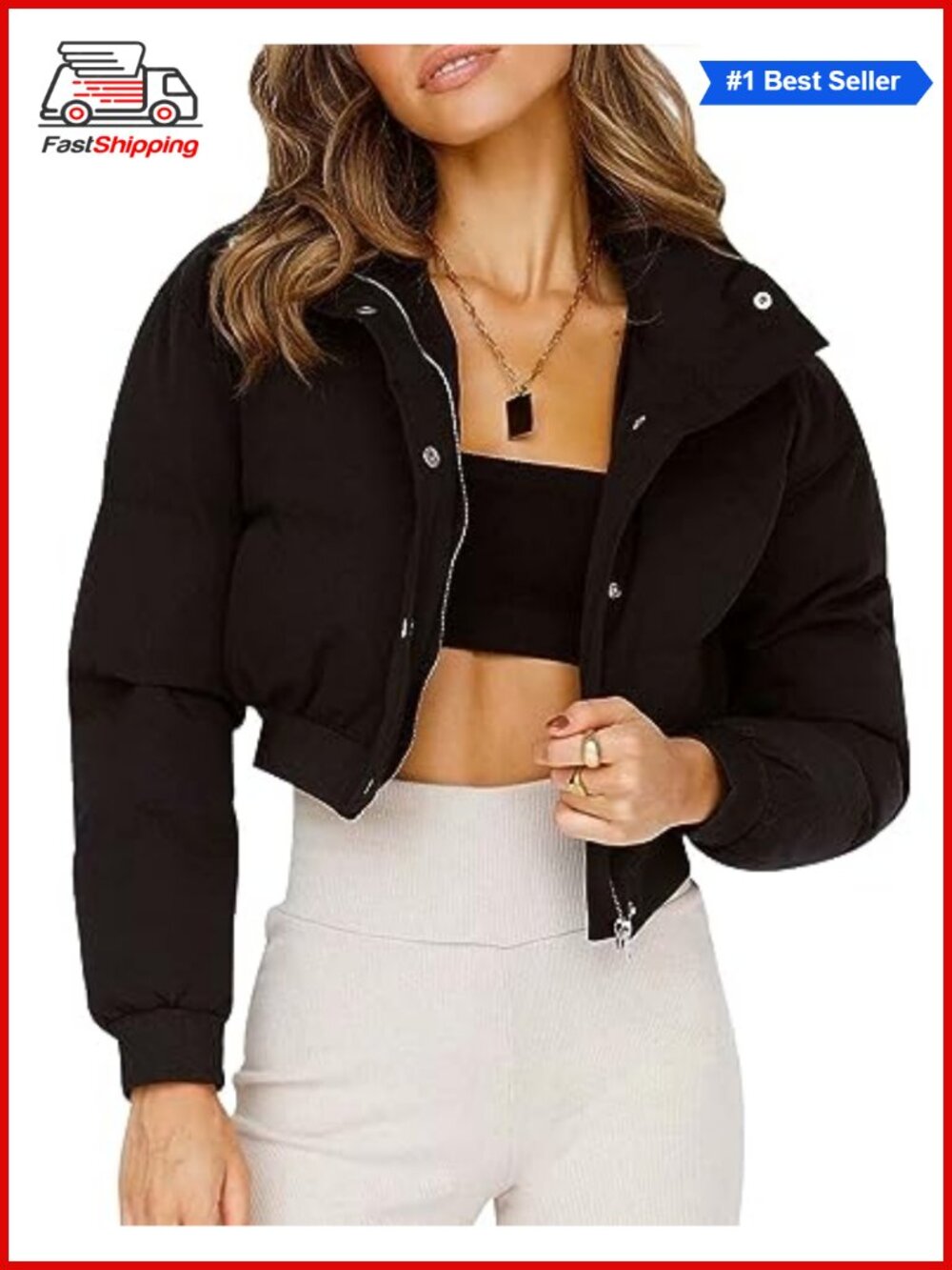 ✨ Gihuo Women's Cropped Puffer Jacket Short Puffy Quilted Bubble Coat